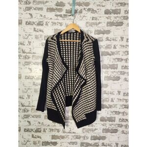 Sioni Wool Blend Waterfall Open‎ Front Cardigan Large Textured Boho Casual Chic